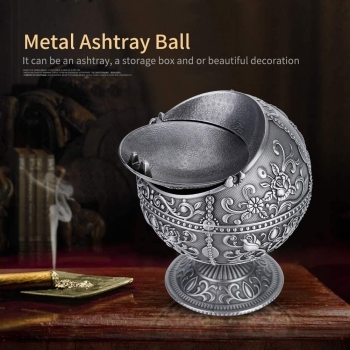 Okrągła popielniczka metalowa w stylu vintage [13220000452]